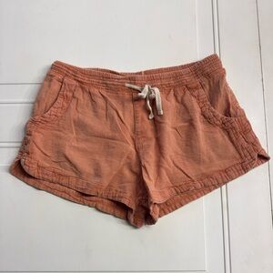 Rip Curl Womens Sz M Coral Pink Orange Drawstring Cotton Gauze Shorts